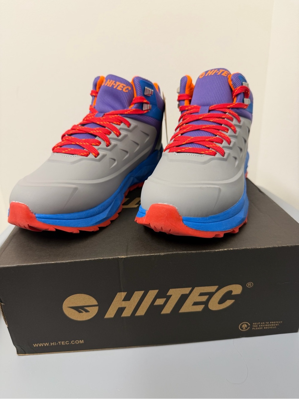 Hi-Tec Glade Mid Kids 7 / Women 8.5 Hiking Boots Blue Purple Trail Shoes